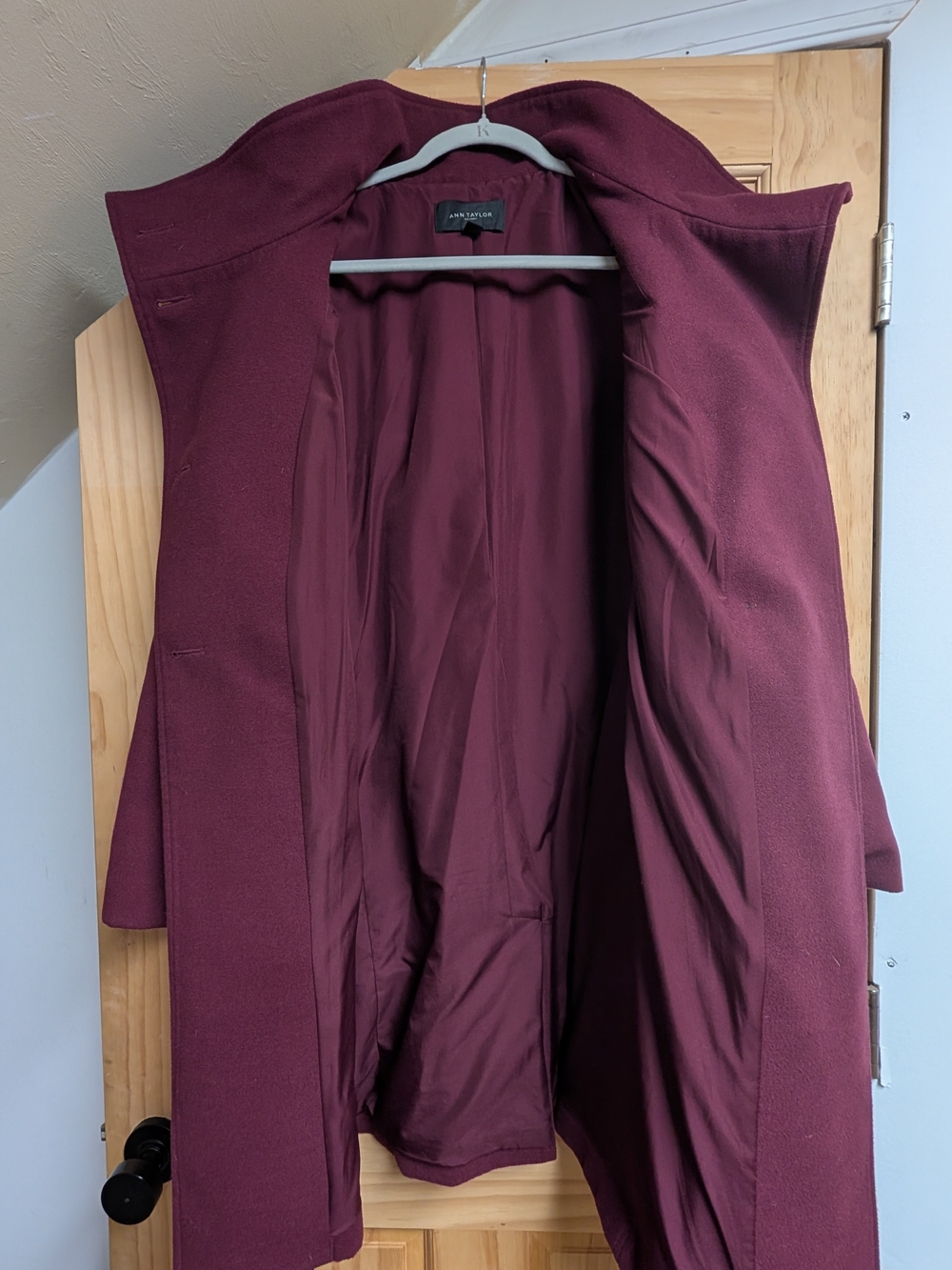 Ann Taylor Plum Belted Wool Blend Coat - Picture 4 of 7